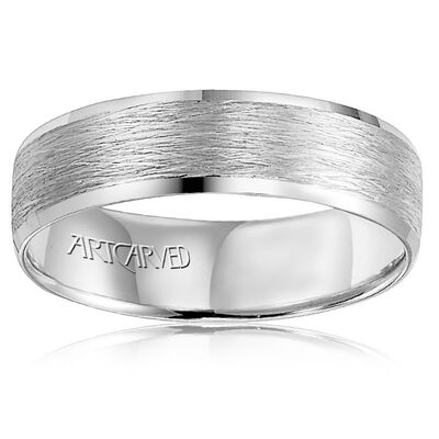 ArtCarved Men's 14K White Gold Satin Wedding Band