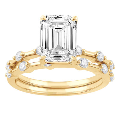 Echo. Emerald-Cut  Lab Grown 1 7/8ctw. Diamond Bridal Set in 14k Yellow Gold 