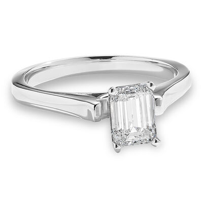 Lab Grown 3/4ct. Diamond Solitaire Emerald-Cut Engagement Ring in 14k White Gold 