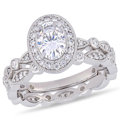 Moissanite Eternity Bridal Set in 10k White Gold 