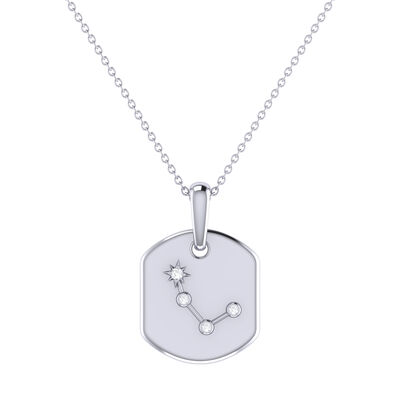 Diamond Aries Constellation Zodiac Tag Necklace in Sterling Silver