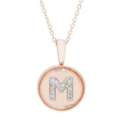 Diamond Initial M Pendant in 14k Rose Gold
