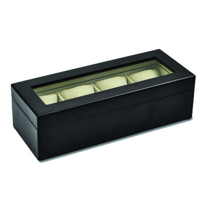 Matte Black Wood 4 Watch Box 