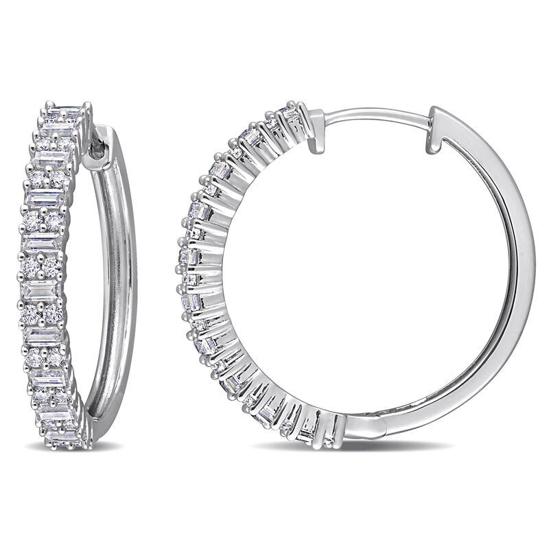 Brilliant-Cut Created Moissanite 26mm Hoop Earings in Sterling Silver image number null