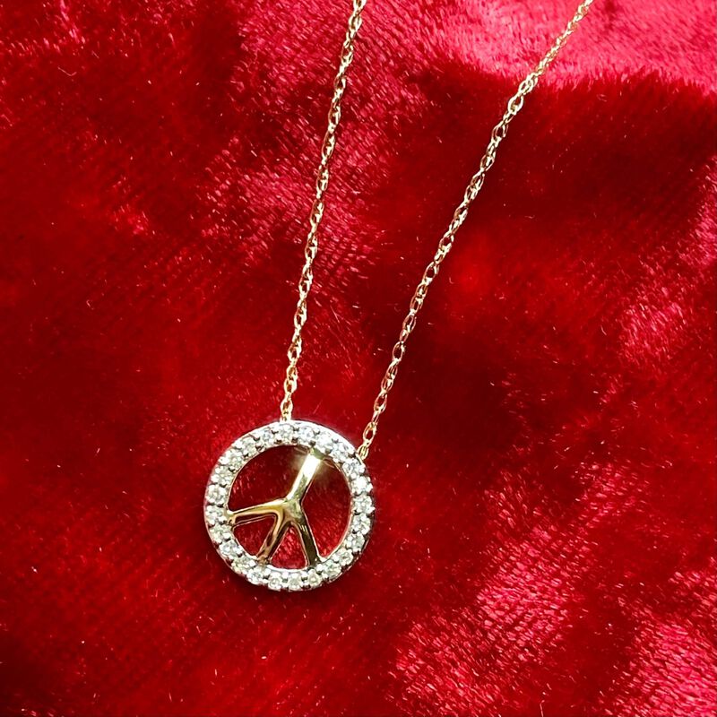 Hope & Peace Diamond Pendant in 10k Yellow Gold image number null