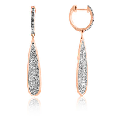 EFFY Long Teardrop Pave Diamond Dangle Earrings in 14k Rose Gold