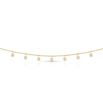 Diamond Circle Necklace 16" in 14k Yellow Gold 