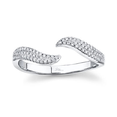 Shy Creation Open Wave Diamond Wrap Ring in 14k White Gold