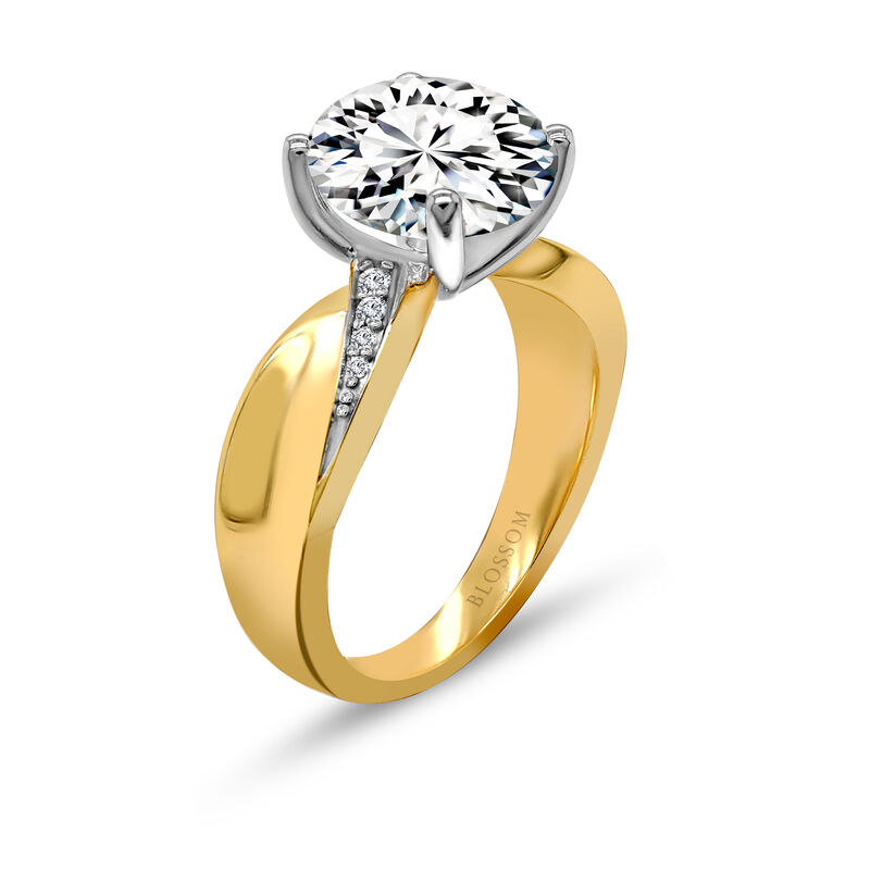 Blossom Cut Round Lab Grown 3ctw. Diamond Twist Wide Band Engagement Ring in 14k Yellow Gold image number null