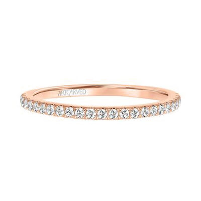 Sybil. ArtCarved Diamond Wedding Band in 14k Rose Gold