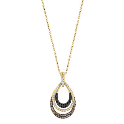 EFFY .54ctw. Diamond White Black Espresso Fashion Pendant in 14k Yellow Gold