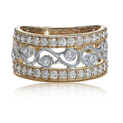 Diamond Anniversary Intricate Design Band 14k Gold
