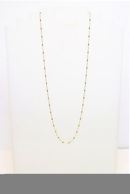 Black Agate Mask Chain with Gold Filled Beads