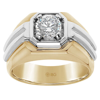 Men's 1ctw. Diamond Engagement Ring in 14k White & Yellow Gold