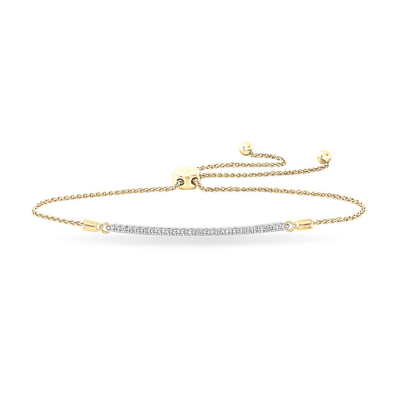 Brilliant-Cut 0.20ctw. Diamond Bolo Bracelet in 10k White & Yellow Gold image number null