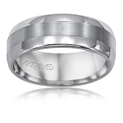 ArtCarved Men's Tungsten Polished Satin 8mm Wedding Band