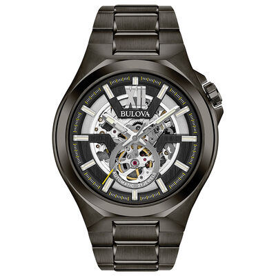 Bulova Men's Automatic Gunmetal Stainless Steel Bracelet Watch 46mm 98A179