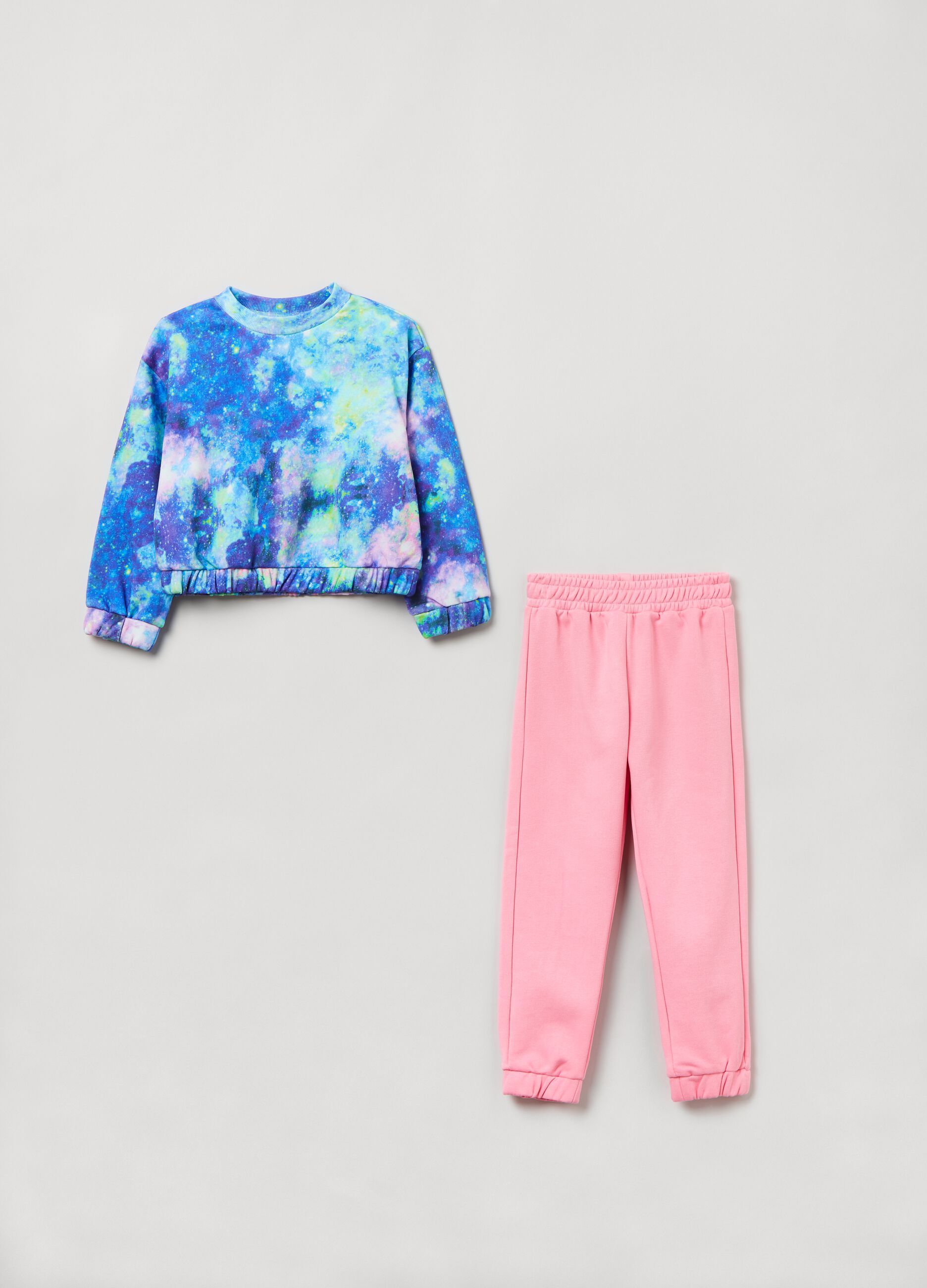 Pack jogging de felpa con estampado Azul rosa OVS KIDS da Ni a OVS