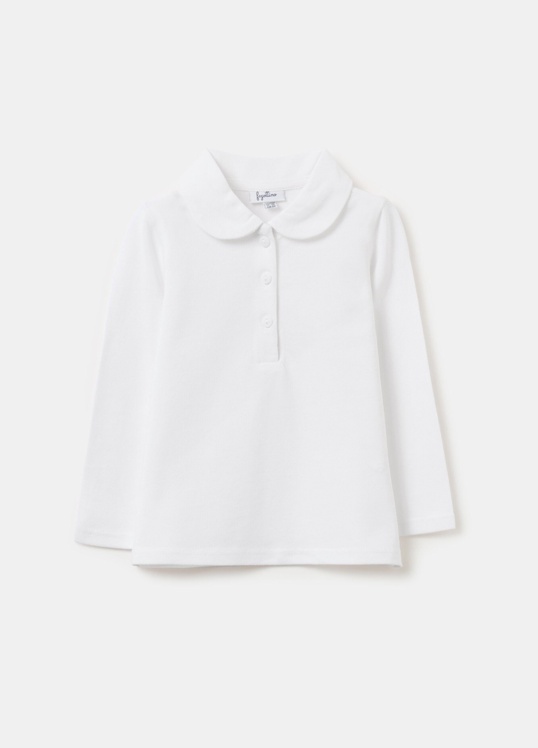 FAGOTTINO Baby Girl s Optical White Long sleeved polo shirt in organic cotton OVS