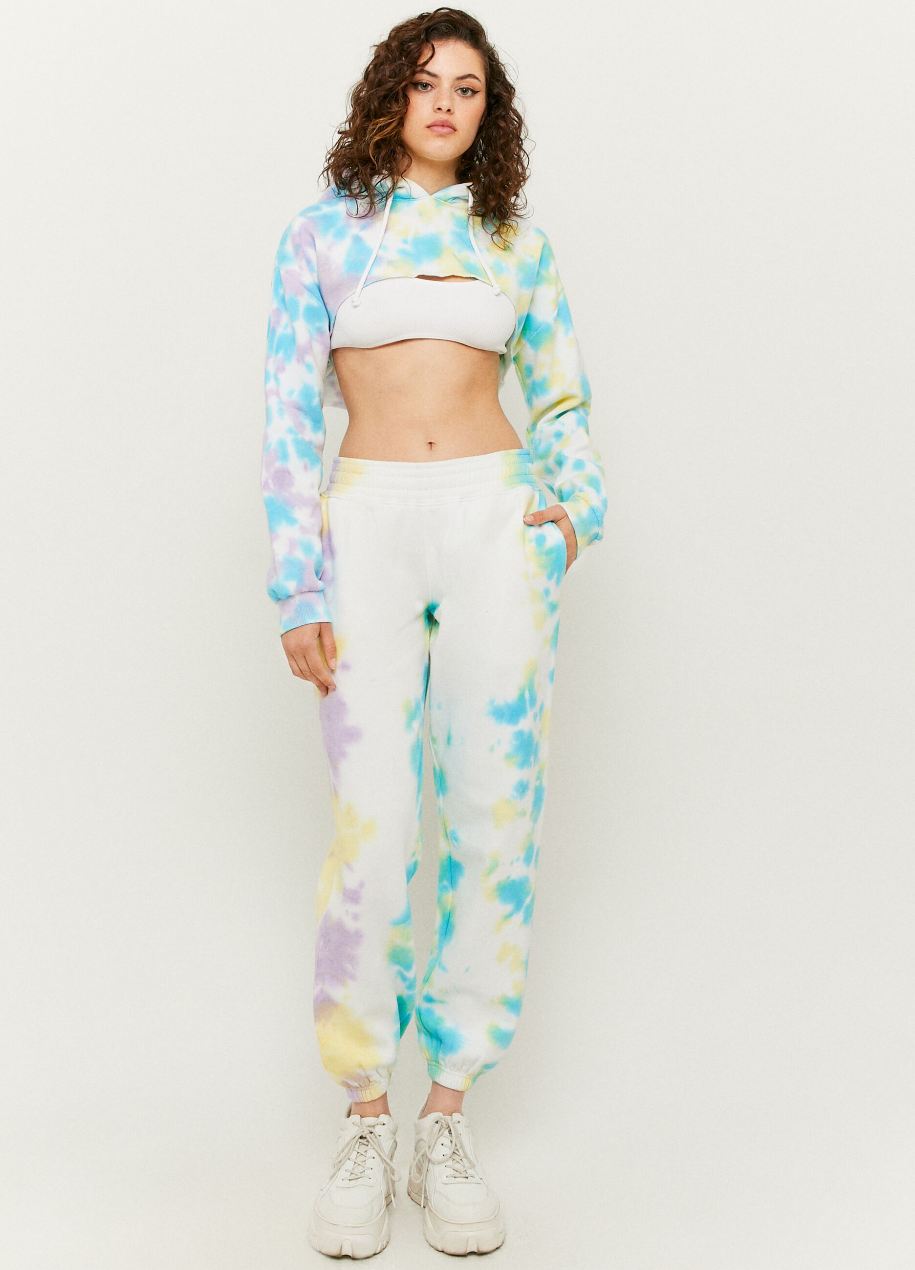 Tie dye sales crop sweatshirt set