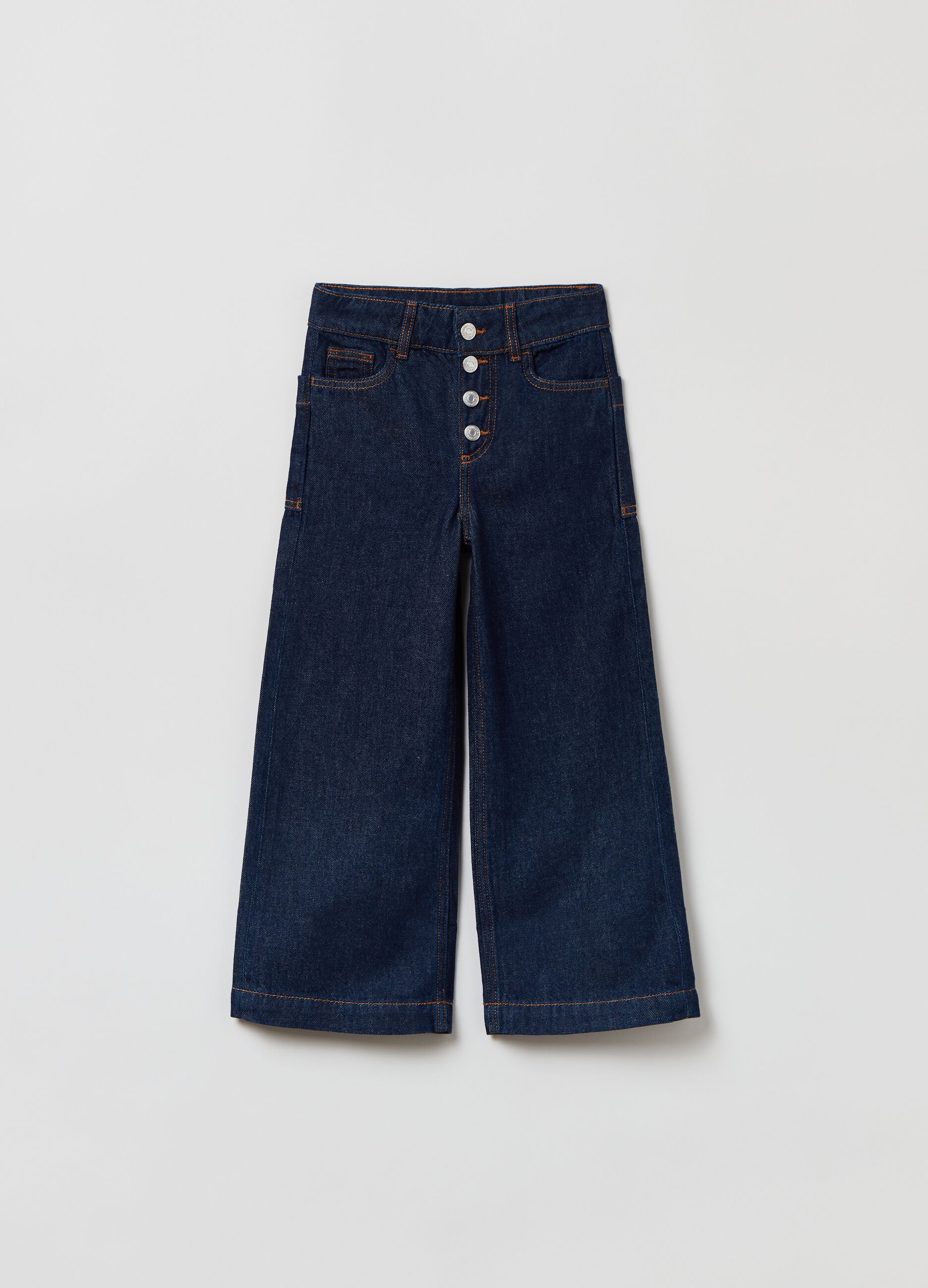Jeans wide leg in cotone Blu denim OVS KIDS da Bambina OVS