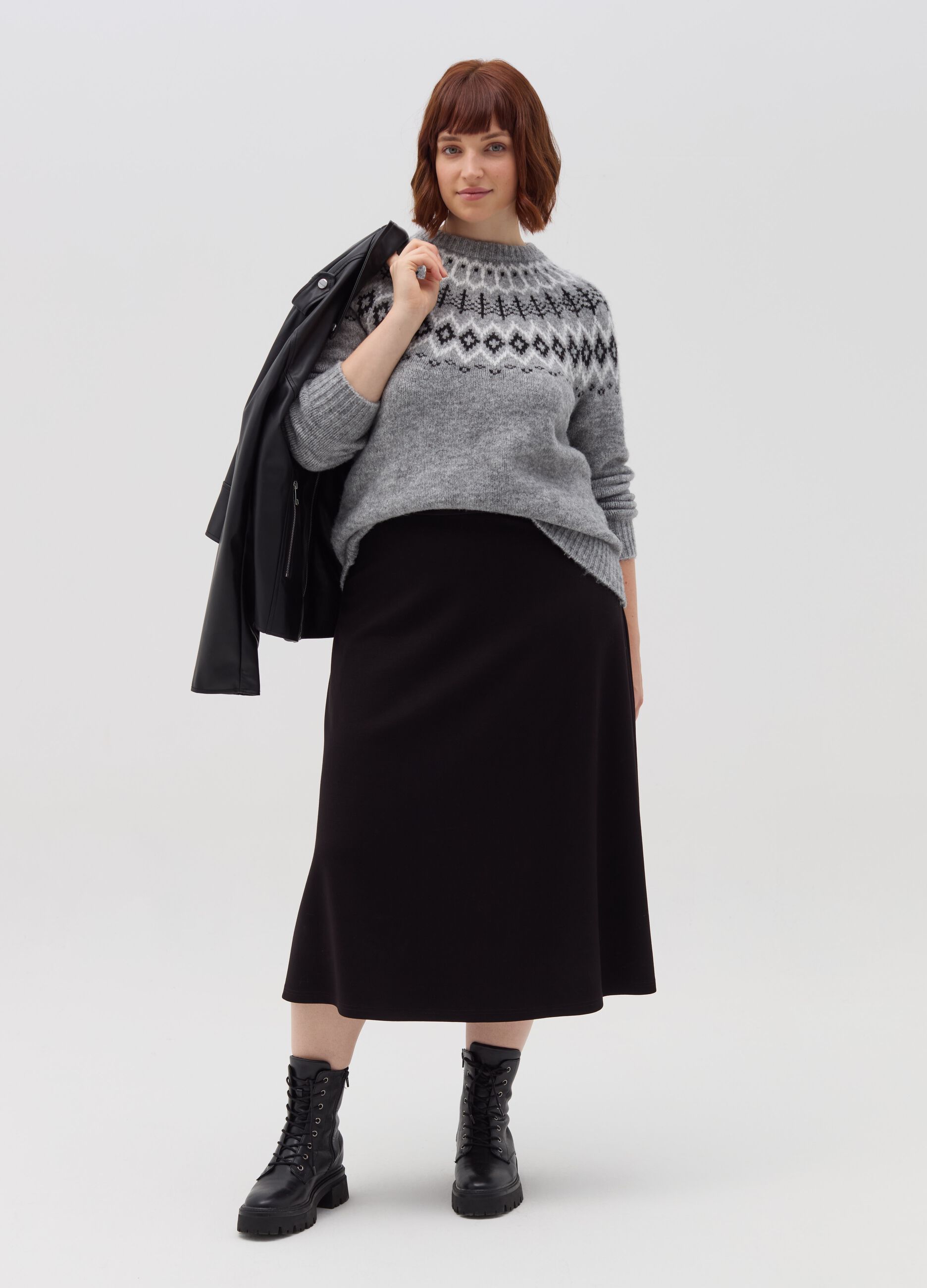 Gonna midi a ruota Curvy Nero MYA da Donna OVS