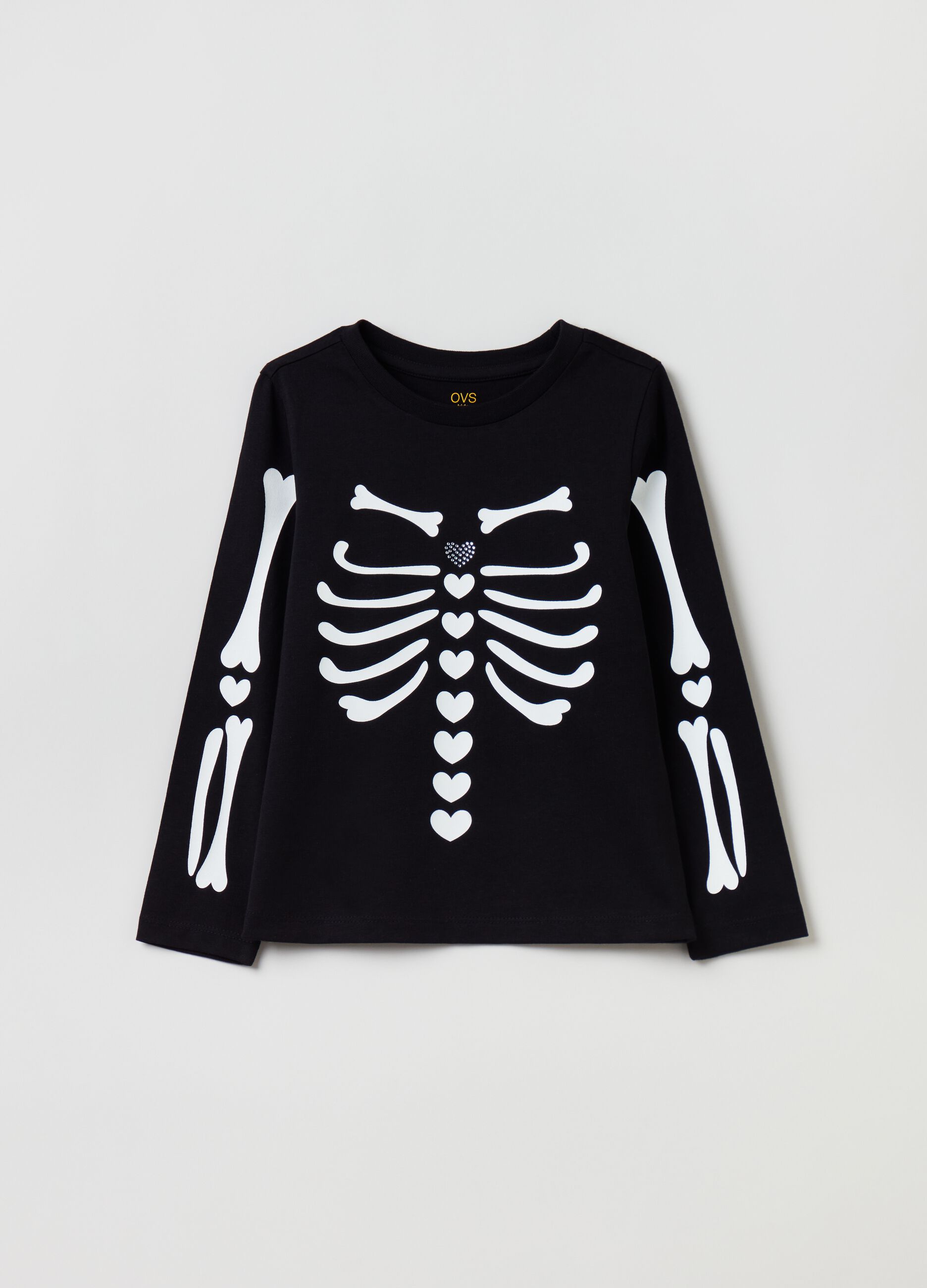 Camiseta de manga larga estampado esqueleto Negro OVS KIDS da Nina OVS