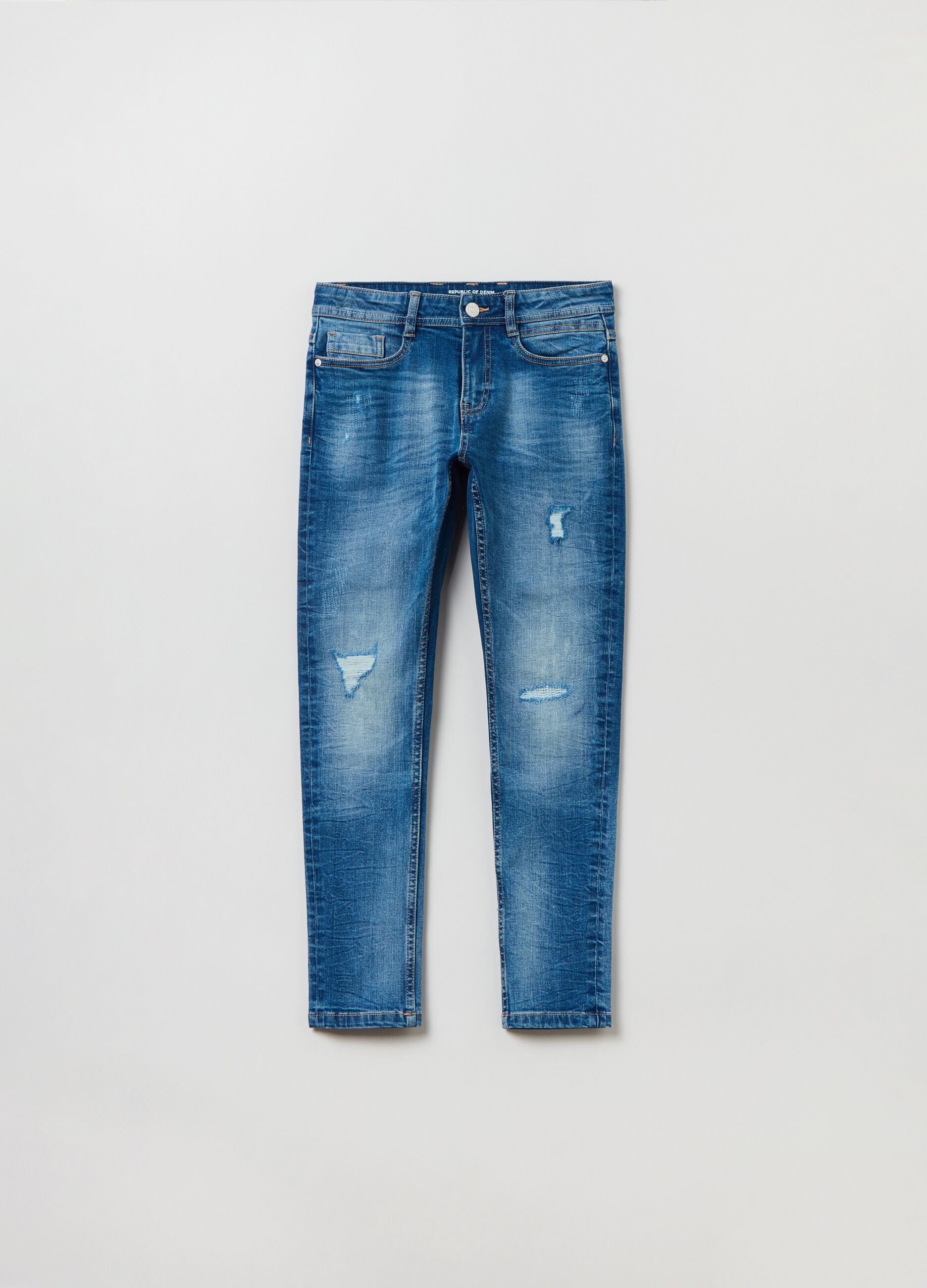 OVS KIDS Teen Boy s Medium Wash Slim fit jeans with five pockets