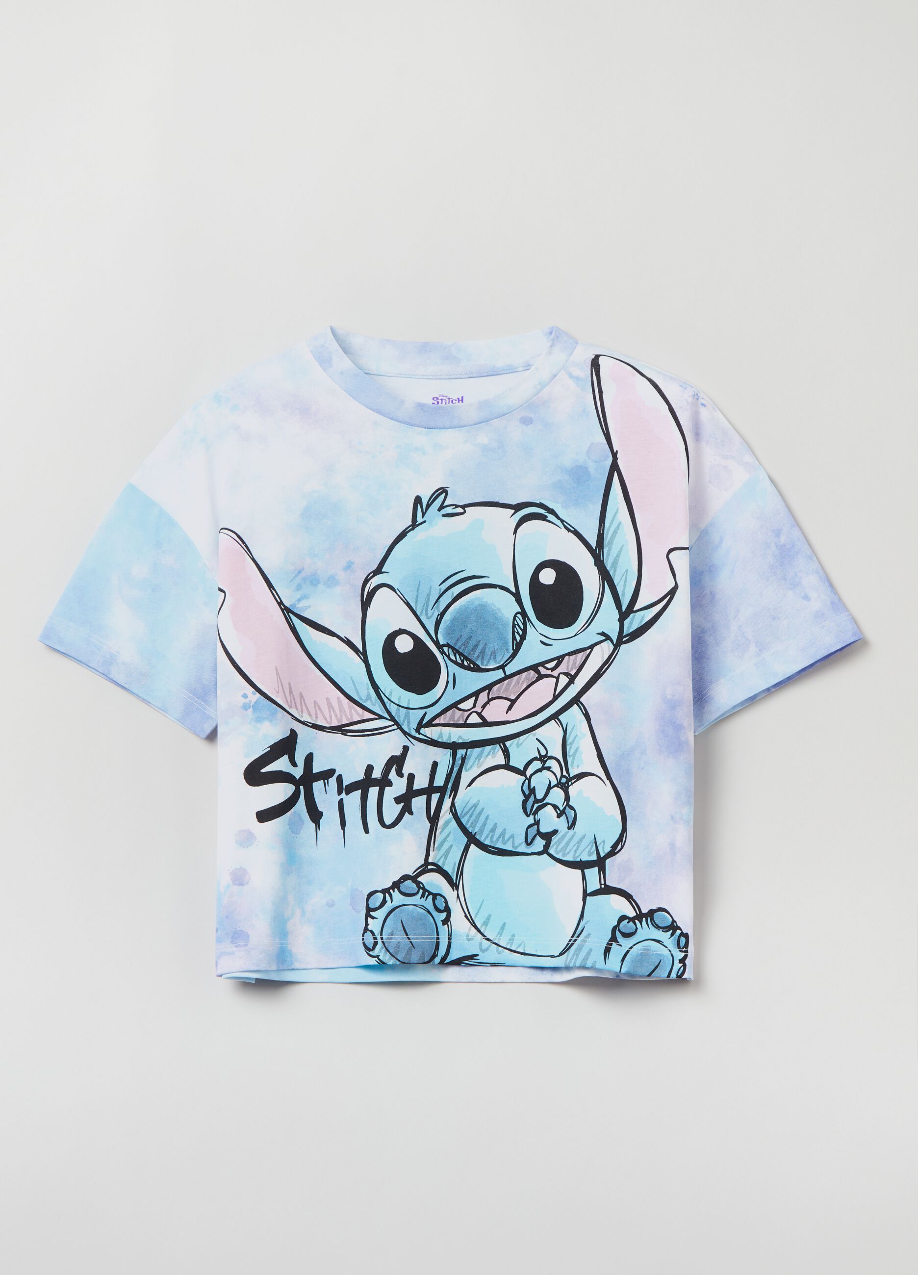 Cotton T shirt with Stitch print Bleu ciel violet OVS KIDS pour Ado Fille OVS