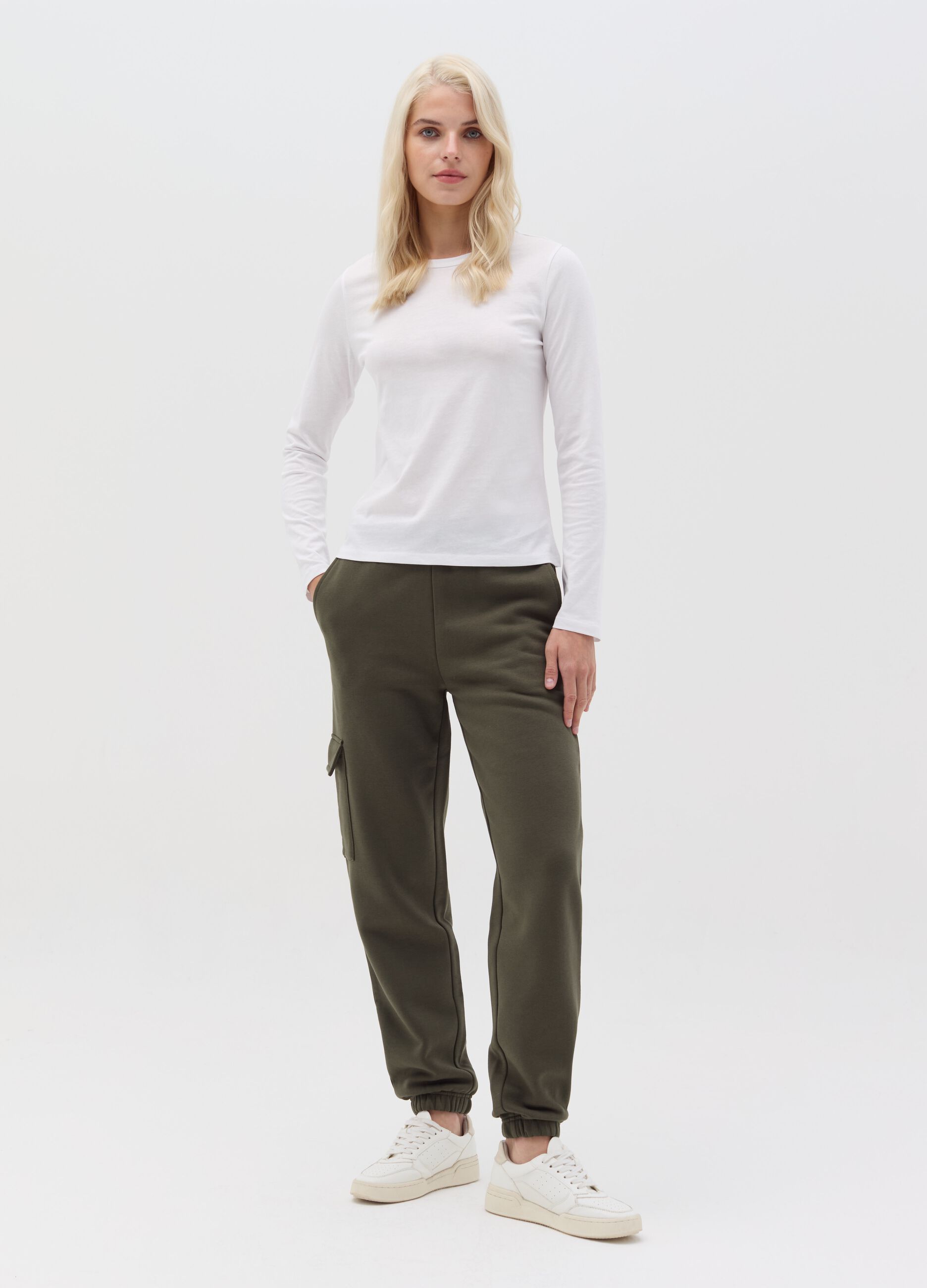 Woman s Army Green Essential cargo joggers OVS