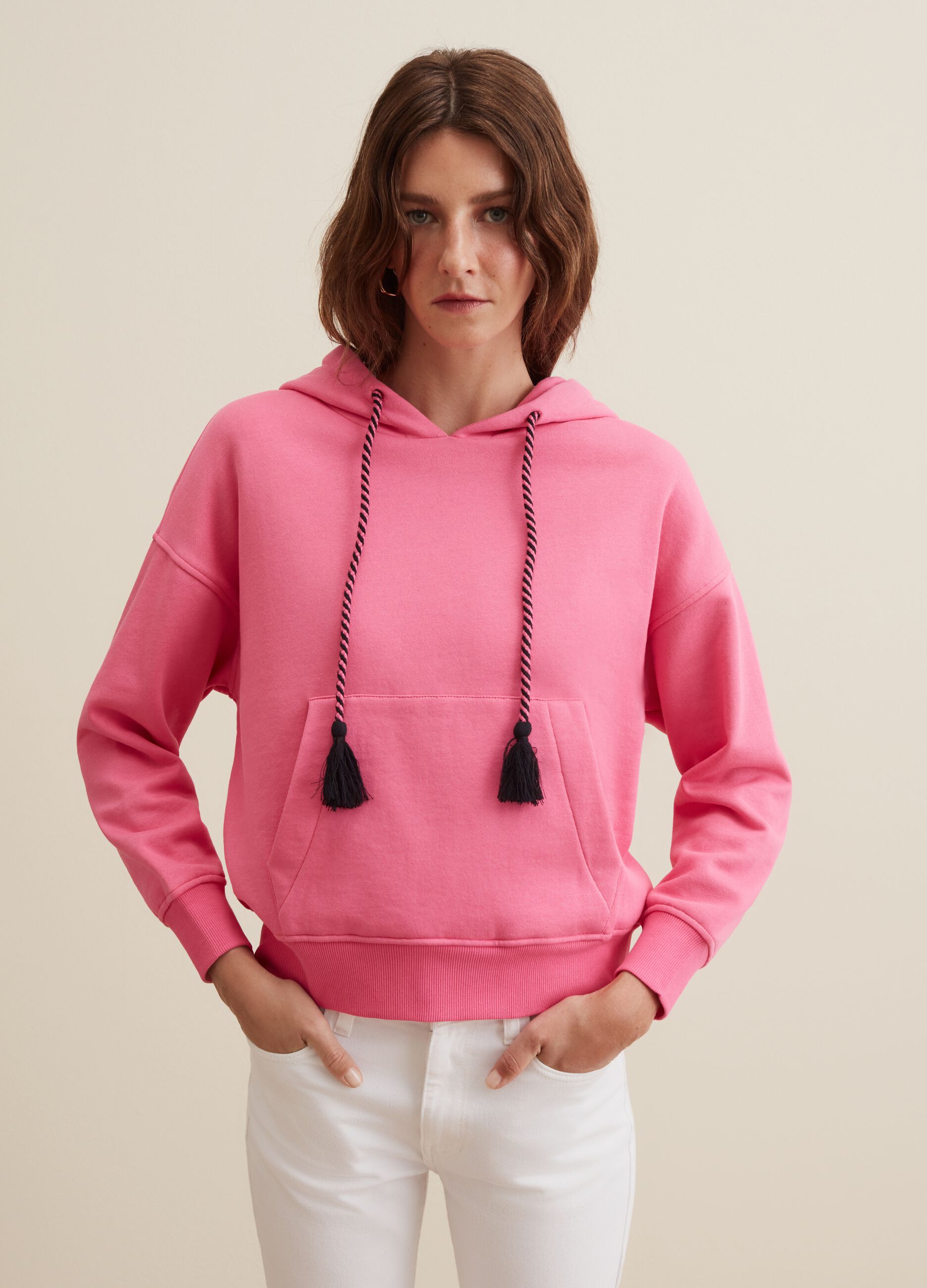 Felpa con cappuccio e nappine Rosa PIOMBO da Donna OVS
