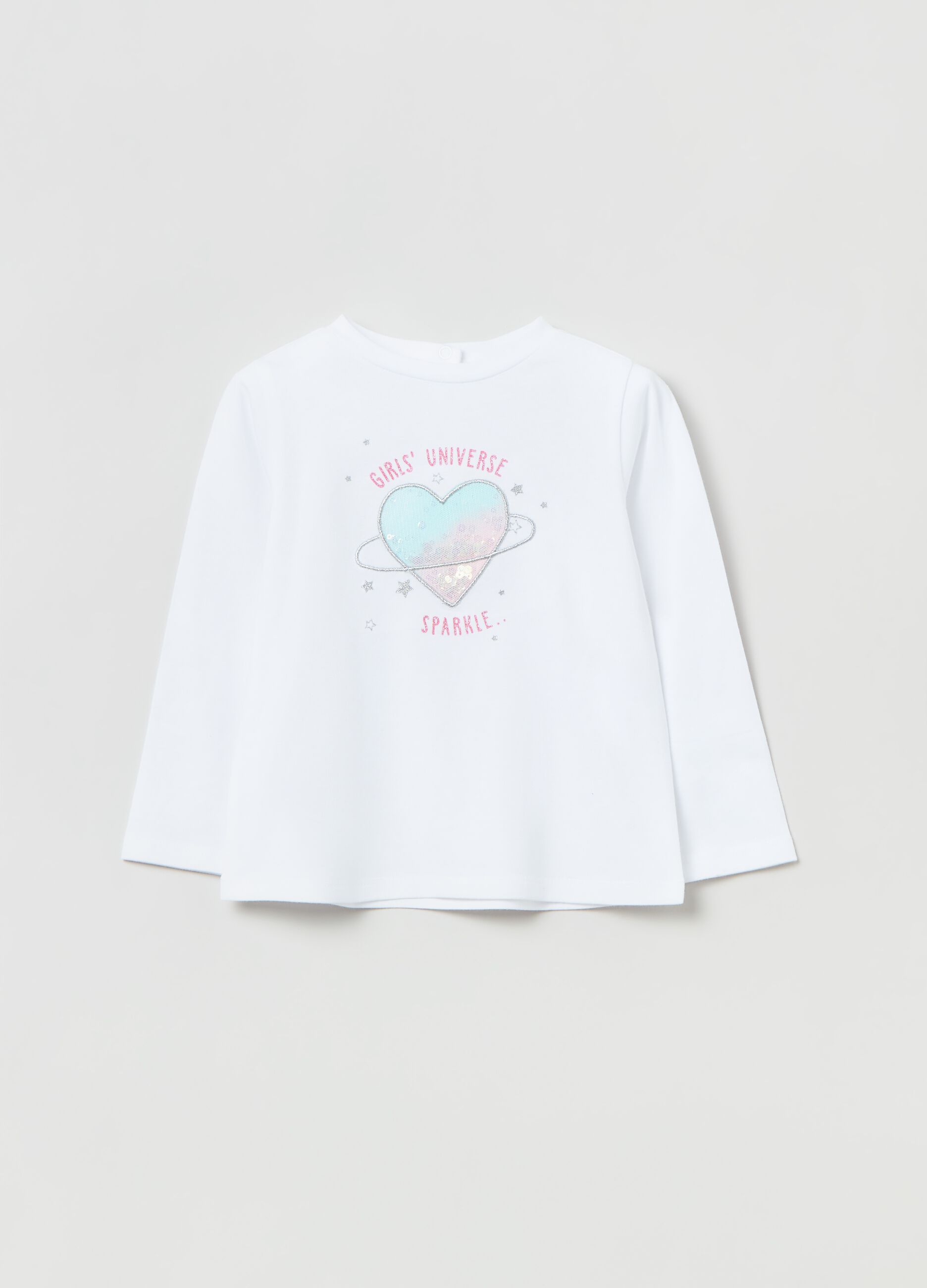 FAGOTTINO Baby Girl s Optical White Long sleeved T shirt with