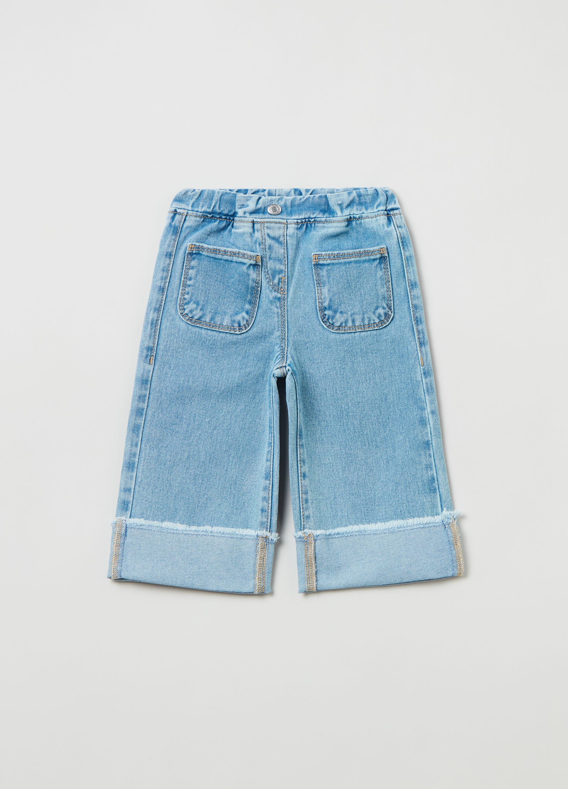 FAGOTTINO Baby Girl s Light Wash Wide leg jeans with turn up OVS