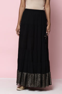 Black Flared Art Silk Skirts image number 2