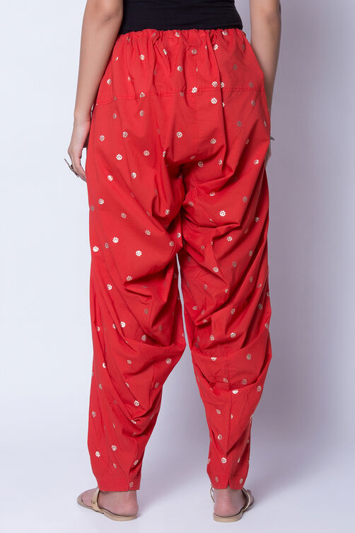 Red Cotton Solid Salwar image number 3