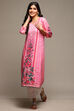 Pink Rayon Straight Printed Kurta image number 5