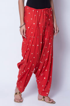 Red Cotton Solid Salwar image number 0