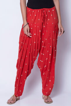 Red Cotton Solid Salwar image number 1