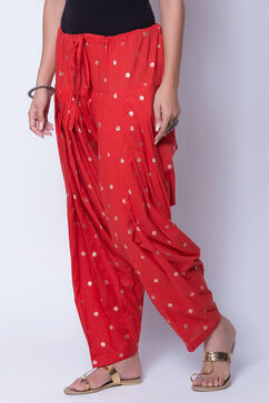 Red Cotton Solid Salwar image number 2