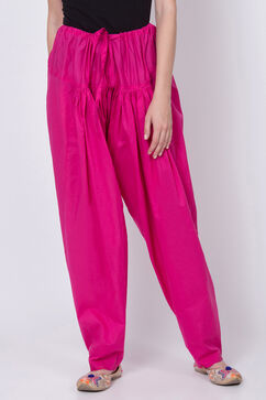 Fuschia Cotton Solid Salwar image number 0