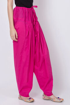 Fuschia Cotton Solid Salwar image number 1