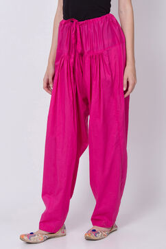 Fuschia Cotton Solid Salwar image number 2