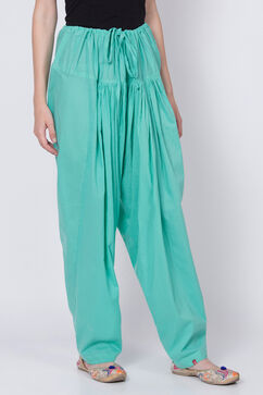 Sea Green Cotton Solid Salwar image number 1