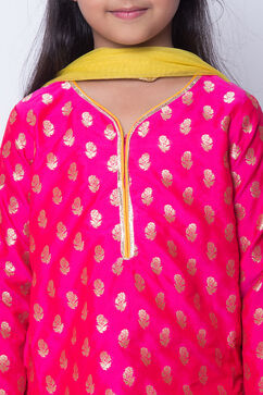 Pink And Lime Green Kurta Dhoti Salwar Suit Set image number 1