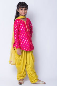 Pink And Lime Green Kurta Dhoti Salwar Suit Set image number 2