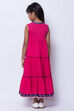 Pink Cotton Tiered with Bag Dress image number 4