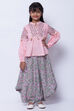 Light Pink Cotton A-Line Kurta Dhoti Pant Suit Set image number 0