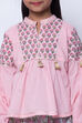Light Pink Cotton A-Line Kurta Dhoti Pant Suit Set image number 1
