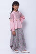 Light Pink Cotton A-Line Kurta Dhoti Pant Suit Set image number 3