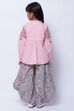 Light Pink Cotton A-Line Kurta Dhoti Pant Suit Set image number 4